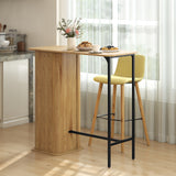 Tambour Bar Height Table with 3 Storage Shelves Rectangular Bar Table with Metal Frame for Kitchen Dining Room Natural