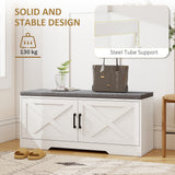 Shoe Bench with Cushion Shoe Storage Bench with Doors Adjustable Shelves for Entryway