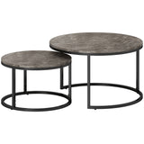 Tables basses gigognes modernes (lot de 2) avec piétement en métal pour salon, chambre, bureau