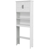 Modern Over The Toilet Storage, Bathroom Cabinets Over Toilet with Open Shelves and Double Door Cabinet