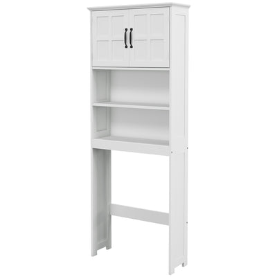 Modern Over The Toilet Storage, Bathroom Cabinets Over Toilet with Open Shelves and Double Door Cabinet