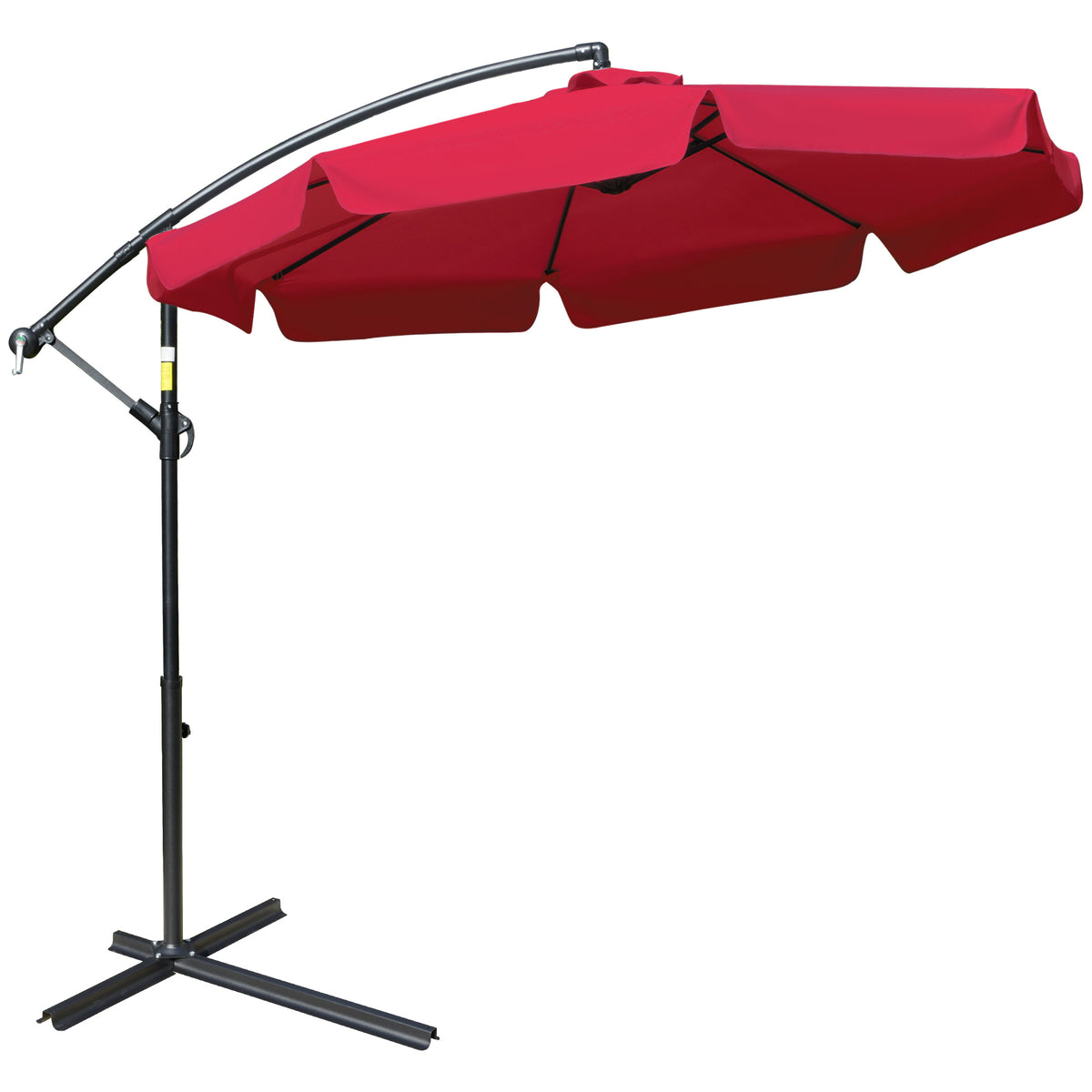 9FT Offset Hanging Patio Umbrella Cantilever Umbrella with Easy Tilt Adjustment, Cross Base and 8 Ribs for Backyard