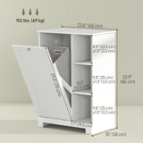Laundry Cabinet with Removable Basket, Tilt Out Laundry Hamper with Adjustable Shelf and Open Compartments