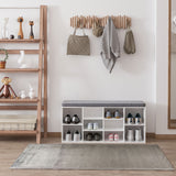 Shoe Bench with Storage, Upholstered Entryway Bench with Adjustable Shelves