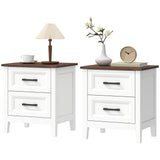 Ensemble table de nuit maison de campagne par 2, tables de chevet avec 2 tiroirs, plateau effet bois