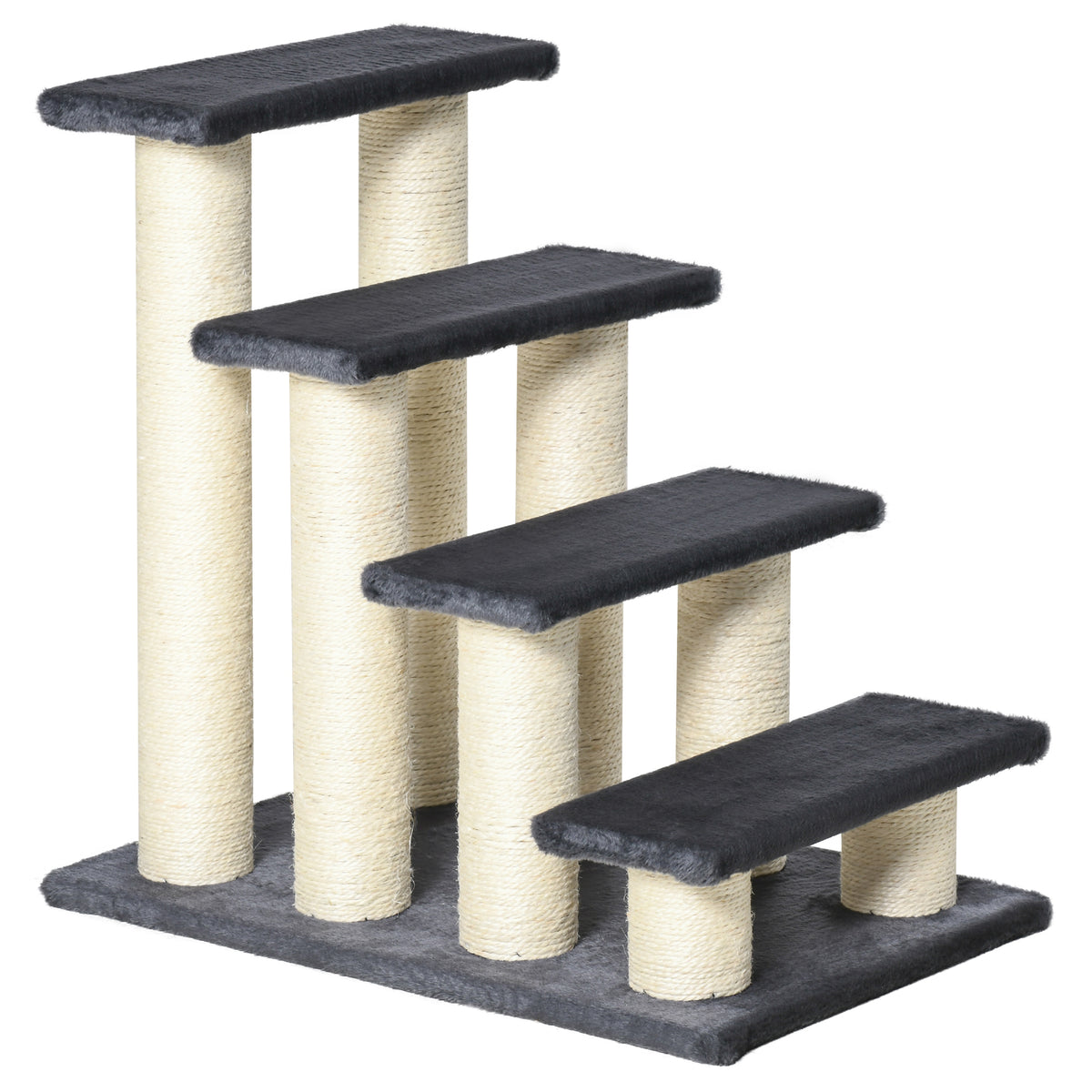 Cat Trees 4 Tier Pet Stairs Dog Cat 4 Steps Kitty Scatching Post Cat Scratch Furniture Dark