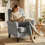 Accent Chair, Mid-Century Modern Armchair with Thick Padded Seat, Solid Wood Legs