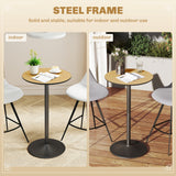 Round Table for 2, 40.2 Inch Bar Height Pub Table with Steel Frame