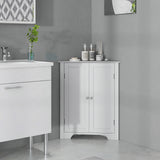 Modern Bathroom Storage Cabinet, Corner Cabinet with Doors, Bathroom Cabinet with Adjustable Shelf and Recessed Door