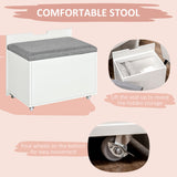 Coiffeuse avec miroir rabattable, Coiffeuse de maquillage avec tabouret, Table de toilette avec tiroir et 7 compartiments