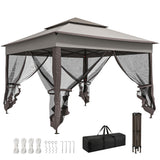 11' x 11' Pop Up Gazebo 2-Tier Soft Top Shelter Event Tent w/ Netting Carry Bag for Patio Backyard Garden