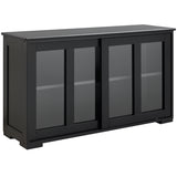 Modern Kitchen Sideboard, Stackable Storage Cabinet, Sliding Glass Door Console