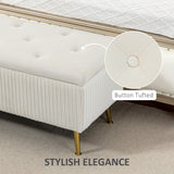 Storage Ottoman Bench, 43 Inch Large Storage Chest with Steel Legs and Padded Seat, Load 485 lbs