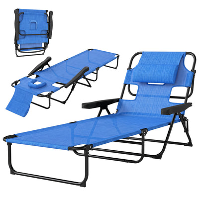 Folding Lounge Chair w/ Reclining Back