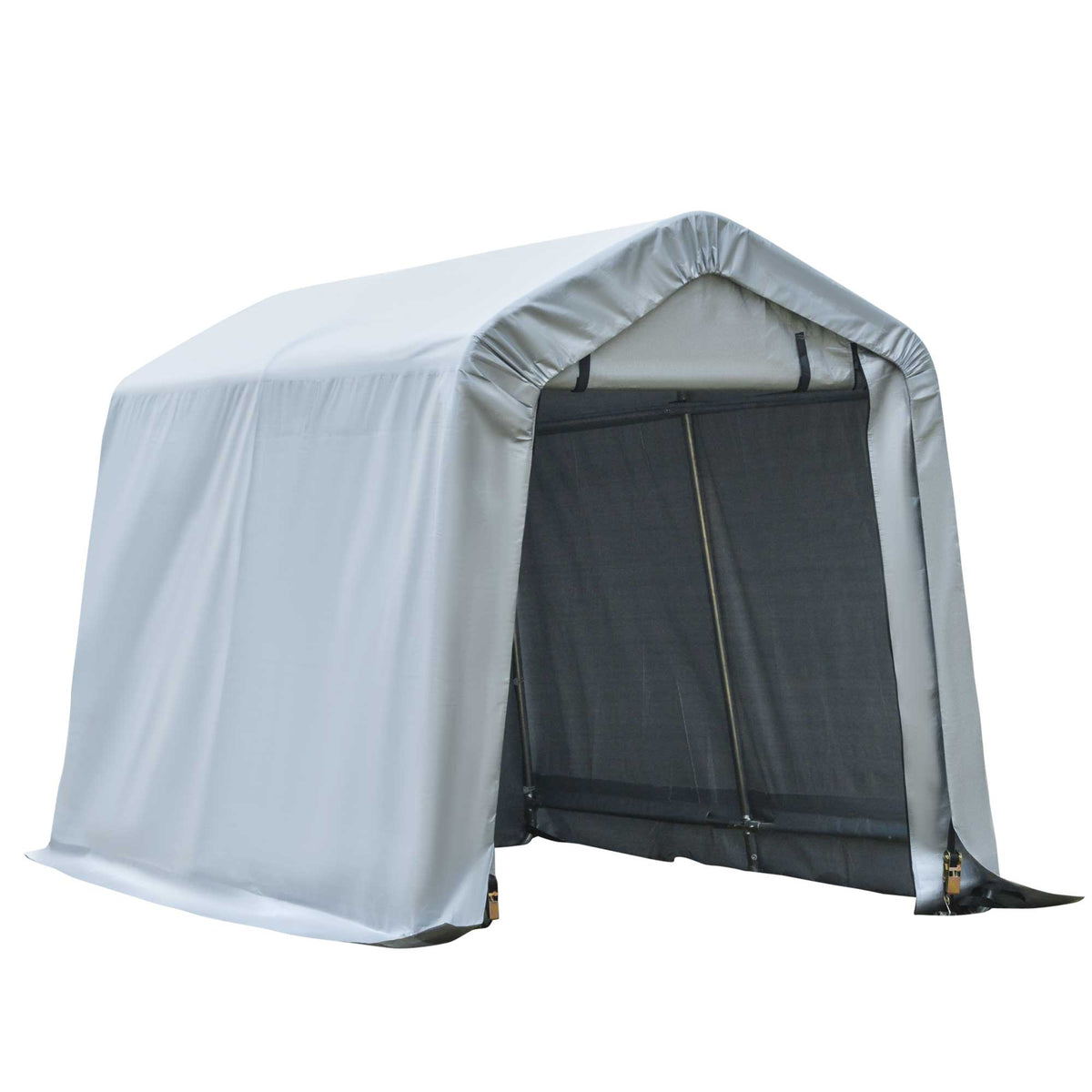 8' x 6' Carport with Sidewalls and Roll-up Door, Outdoor Storage Shelter for Motorcycle and Car