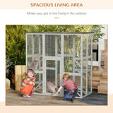 Large Outdoor Catio Enclosure, Wooden Cat Patio Cage with 6 Balanced Platforms, 71