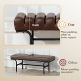 Bedroom Bench PU Leather End of Bed Bench with Cylindrical Seat and Metal Legs for Bedroom Living Room Hallway