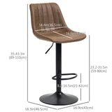 Adjustable Bar Stools Set of 2, Leathaire Swivel Barstools with Back and Footrest