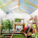 6.6 x 6ft Polycarbonate Greenhouse Wooden Green House with Thickened Polycarbonate Sheets, Lockable Door