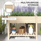 Bac de jardin surélevé en bois avec table latérale et tablette inférieure