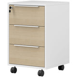 3 Drawer File Cabinet with Wheels, Vertical Filing Cabinet with Lock