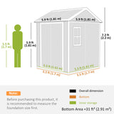 6' x 6' Resin Outdoor Storage Shed with Floor, Lockable Doors and Vents for Backyard Patio Lawn