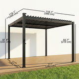10 x 10 ft Louvered Pergola with Solar LED lights, Metal Roof