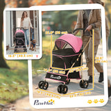 4 Wheels Pet Stroller, 3 in 1 Dog Cat Travel Folding Carrier, for Small Dogs, Storage Bag