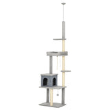 Cat Tree Floor to Ceiling Cat Tower Height Adjustable( 85-101 Inches), Tall Large Cat Climbing Activity Center with Scratching Posts Cat Condo Cozy Bed
