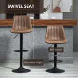 Adjustable Bar Stools Set of 2, Leathaire Swivel Barstools with Back and Footrest