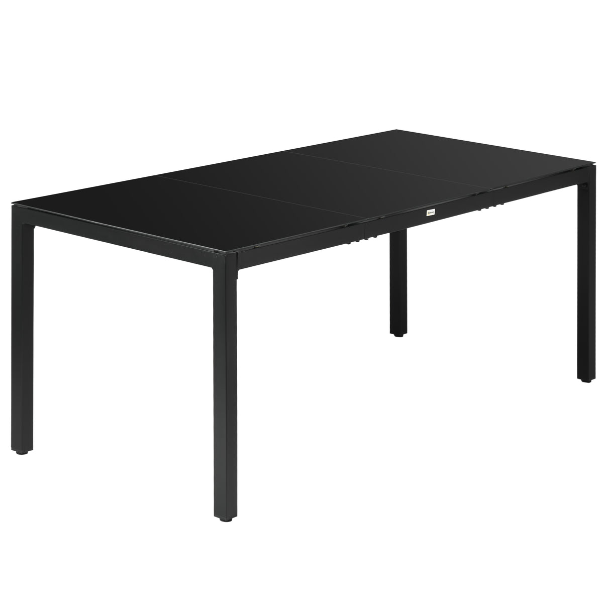Rectangular Outdoor Dining Table for 8 People with Tempered Glass Top and Aluminum Frame