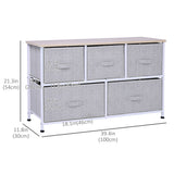 Armoire de rangement à tiroirs en lin, tour de commode avec 5 tiroirs amovibles, cadre en métal, pieds réglables pour salon