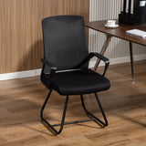 Desk Chair, Desk Chair No Wheels with Mesh Back, Lumbar Support, Metal Base for Reception