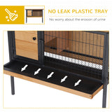 Rabbit Hutch, Wooden Bunny Cage Indoor Outdoor Bunny Hutch with Tray and Openable Water-Resistant Roof