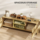 TV Stand for up to 65 Inch TV, Nordic Entertainment Center with 2 Cabinets and 2 Open Shelves for Living Room