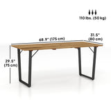 Wooden Outdoor Dining Table for 6 with 2