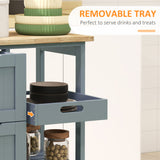 Chariot de cuisine à roulettes, desserte de cuisine mobile avec plateau en bois, 3 tiroirs et étagères pour la salle à manger
