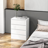 Commode 4 tiroirs, Commode de chambre haute brillance, avec glissières en métal et poignées à rainure