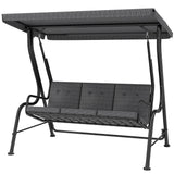 3-Person Porch Swing Chair, Patio Swing Bench with Adjustable Canopy, Removable Thicken Cushion and Weather Resistant Steel Frame for Outdoor