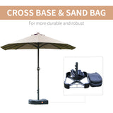 15' Outdoor Patio Umbrella with Twin Canopy Sunshade Steel Table Umbrella w/ Lift Crank