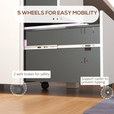 Vertical Steel Filing Cabinet on Wheels, 2-Drawer Lockable File Cabinet with Adjustable Hanging Bar for A4, Legal and Letter Size