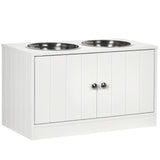 Elevated Dog Bowls for Large Dogs Pet Feeding Station with Stand, Storage, 2 Stainless Steel Food and Water Bowls