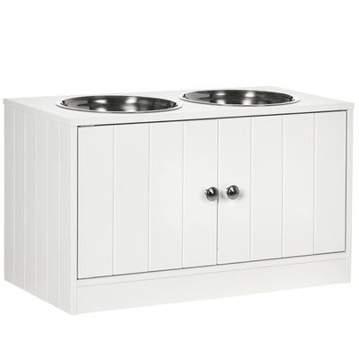 Elevated Dog Bowls for Large Dogs Pet Feeding Station with Stand, Storage, 2 Stainless Steel Food and Water Bowls