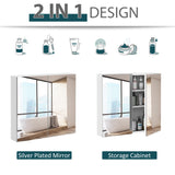 Wall Mounted Mirror Cabinet, 2 Doors and 3-tier Shelving