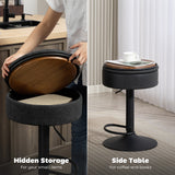 Set of 2 Barstools with Storage, Swivel Bar Stools with PU Leather Upholstered, Footrest, Steel Base
