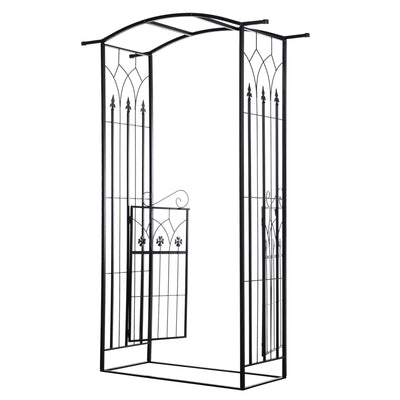 Outdoor Metal Trellis Garden Arch Arbor w/ Lucky Leaf Clover Gate for Ceremony Wedding Party Garden Lawn