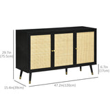 Kitchen Sideboard Cabinet, Boho Storage Cabinet with Shelves, Wood Legs
