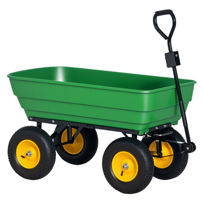 Garden Dump Cart Heavy Duty 440lbs Wagon with Steel Frame and 1
