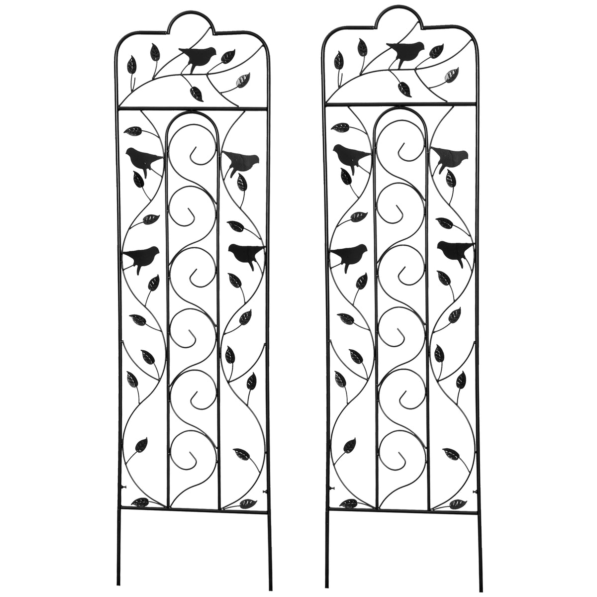 2 Pack Garden Trellis for Climbing Plants, Outdoor Metal Grid Panels with Birds and Leaves, 59