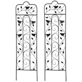2 Pack Garden Trellis for Climbing Plants, Outdoor Metal Grid Panels with Birds and Leaves, 59